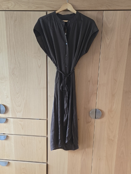 Quince Dresses & Skirts - Quince Brown Silk Blend Button Dress with Tie, VGUC, With Tags, Quiet Lux, S